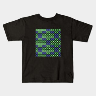 Pattern checked blue green Kids T-Shirt